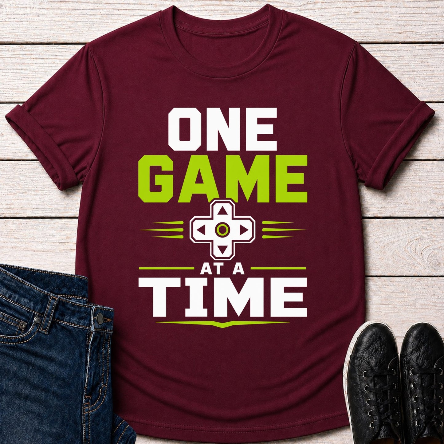 T-Shirt Maroon / S One Game At A Time T-shirt