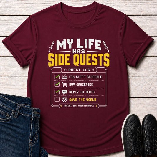 T-Shirt Maroon / S Quest Log Humor T-shirt