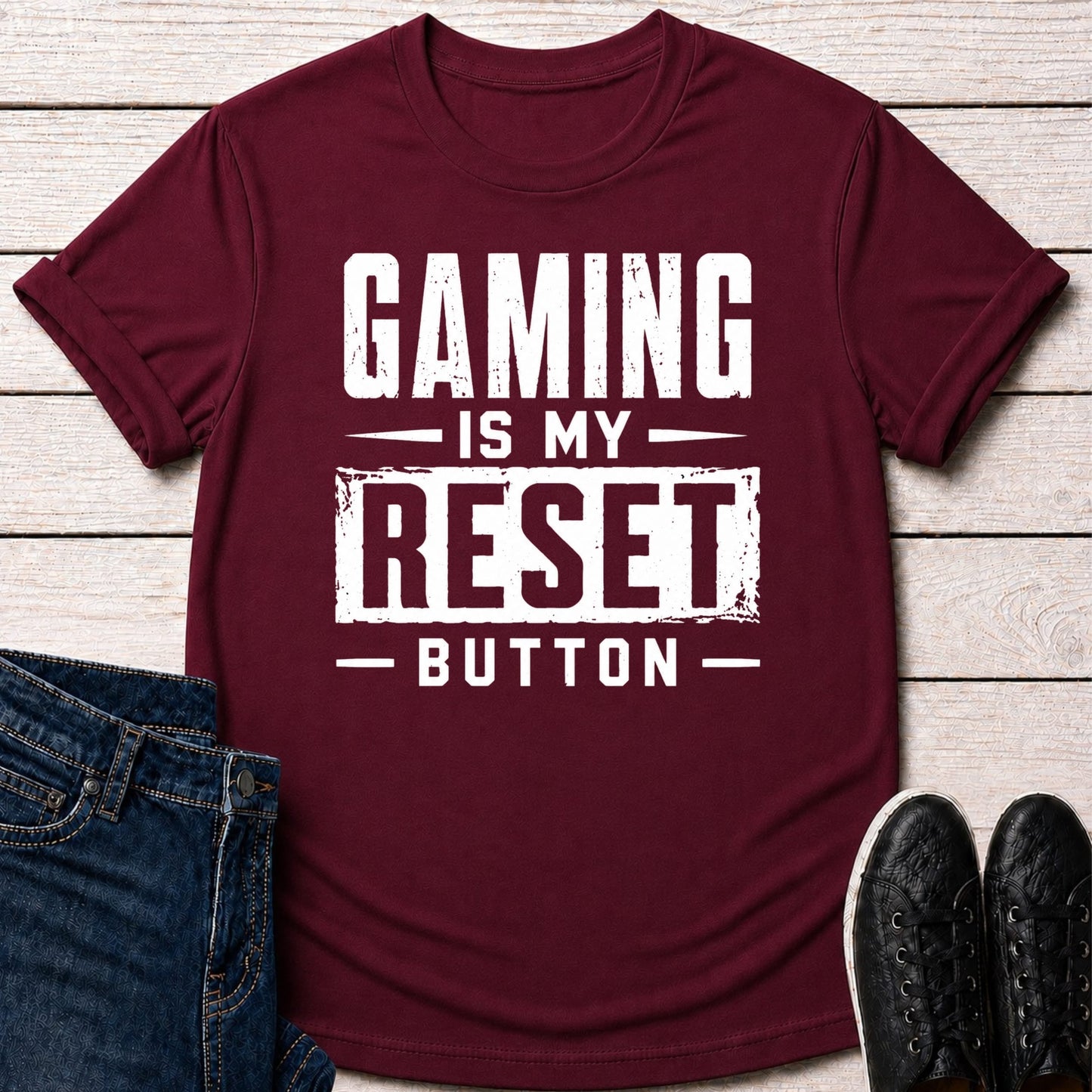 T-Shirt Maroon / S Reset Button T-shirt