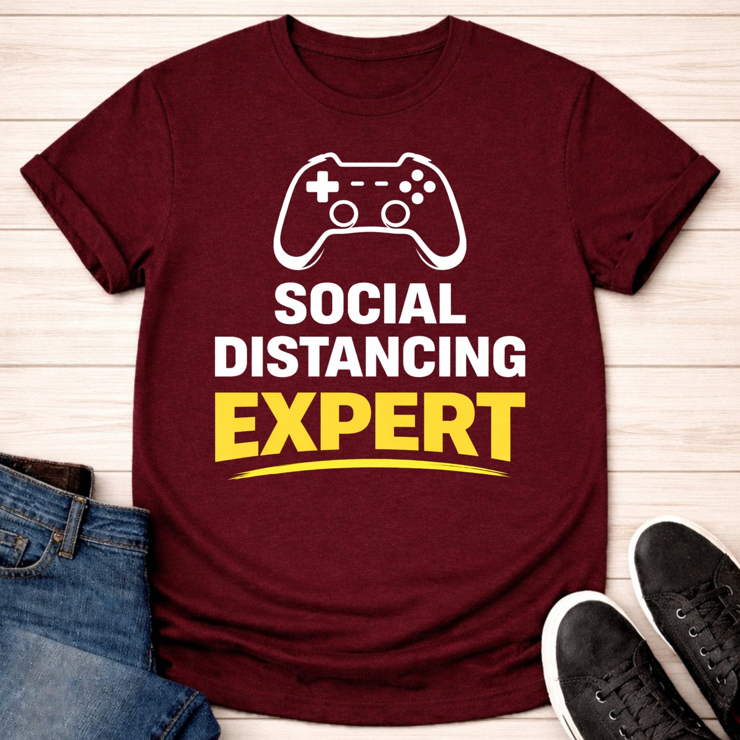 T-Shirt Maroon / S Social Distancing Expert T-shirt