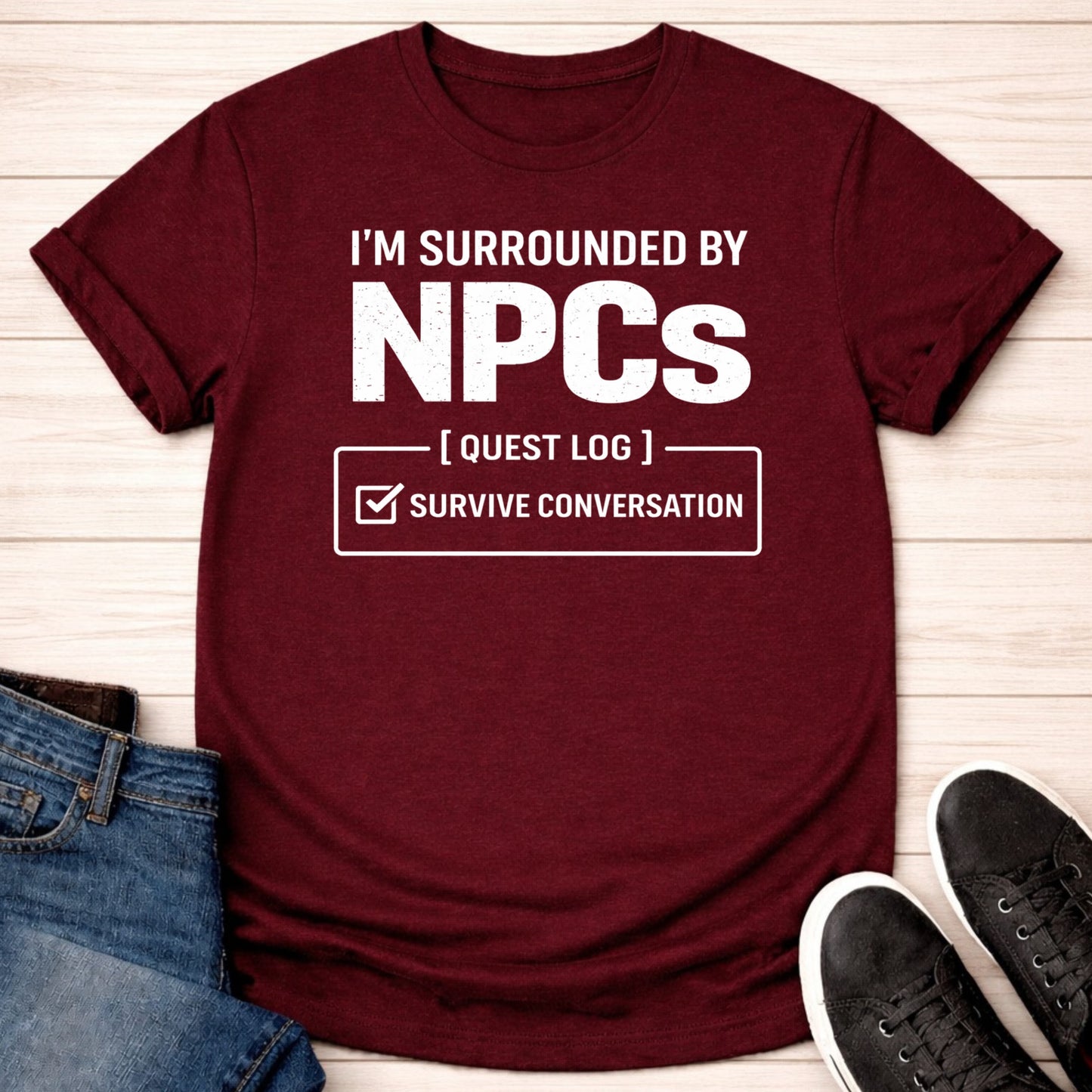 T-Shirt Maroon / S Surrounded by NPCs T-shirt