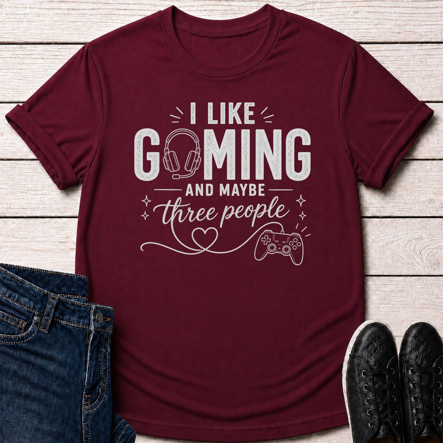 T-Shirt Maroon / S Three People T-shirt