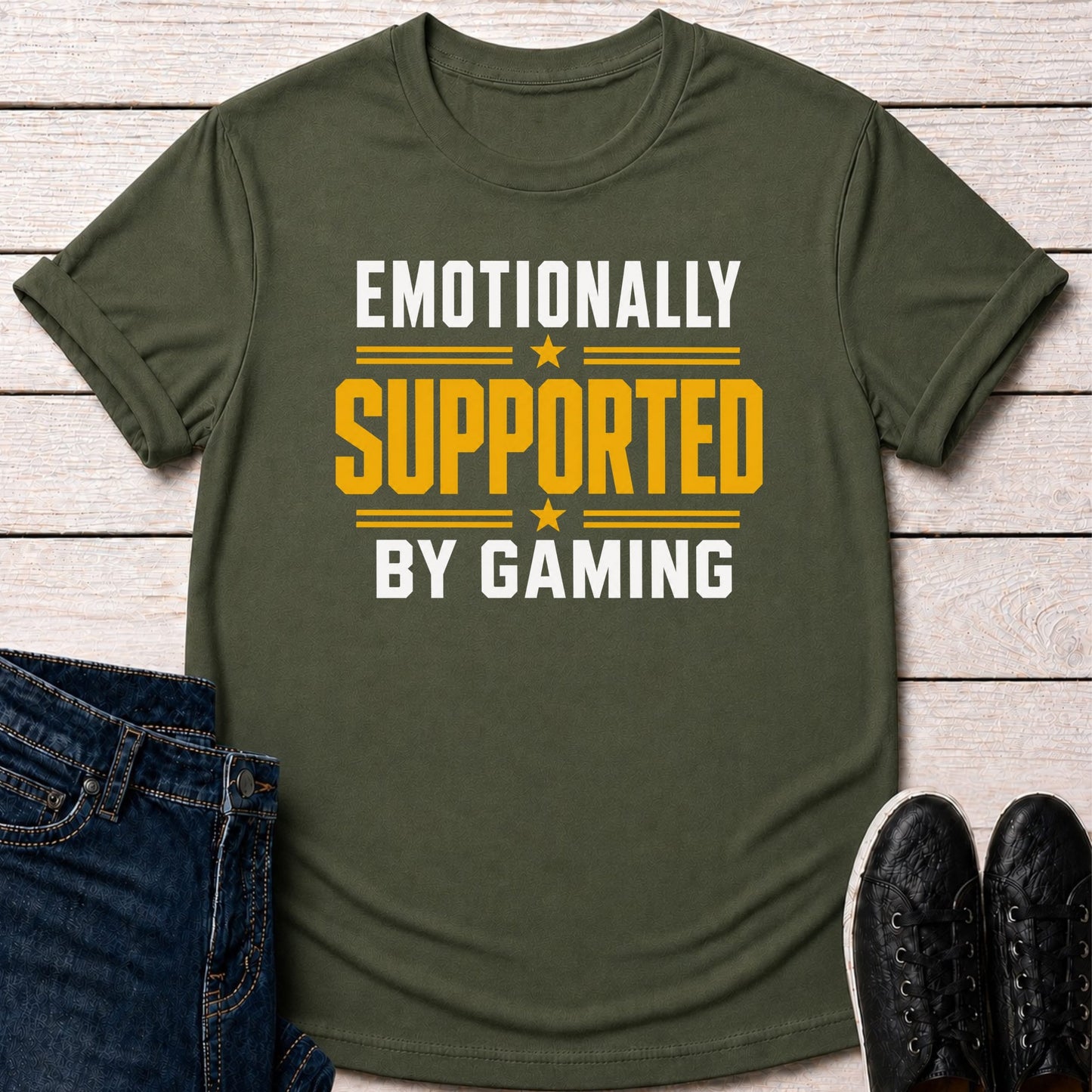 T-Shirt Military Green / S Emotionally Supported Gaming T-shirt