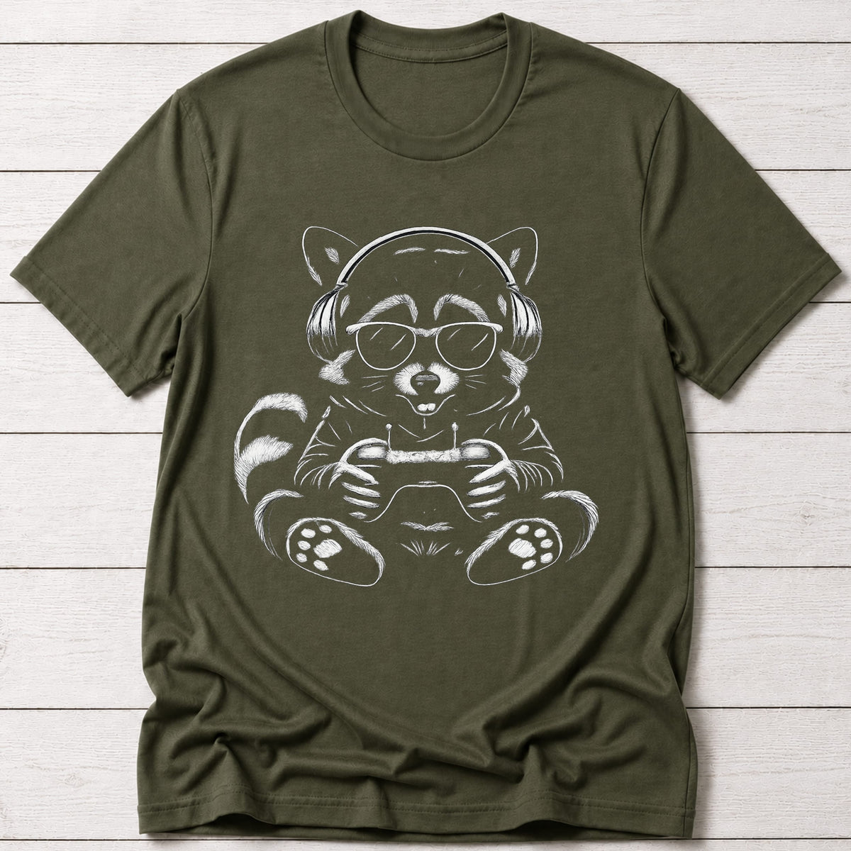 T-Shirt Military Green / S Gaming Raccoon T-shirt