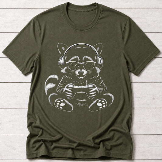 T-Shirt Military Green / S Gaming Raccoon T-shirt