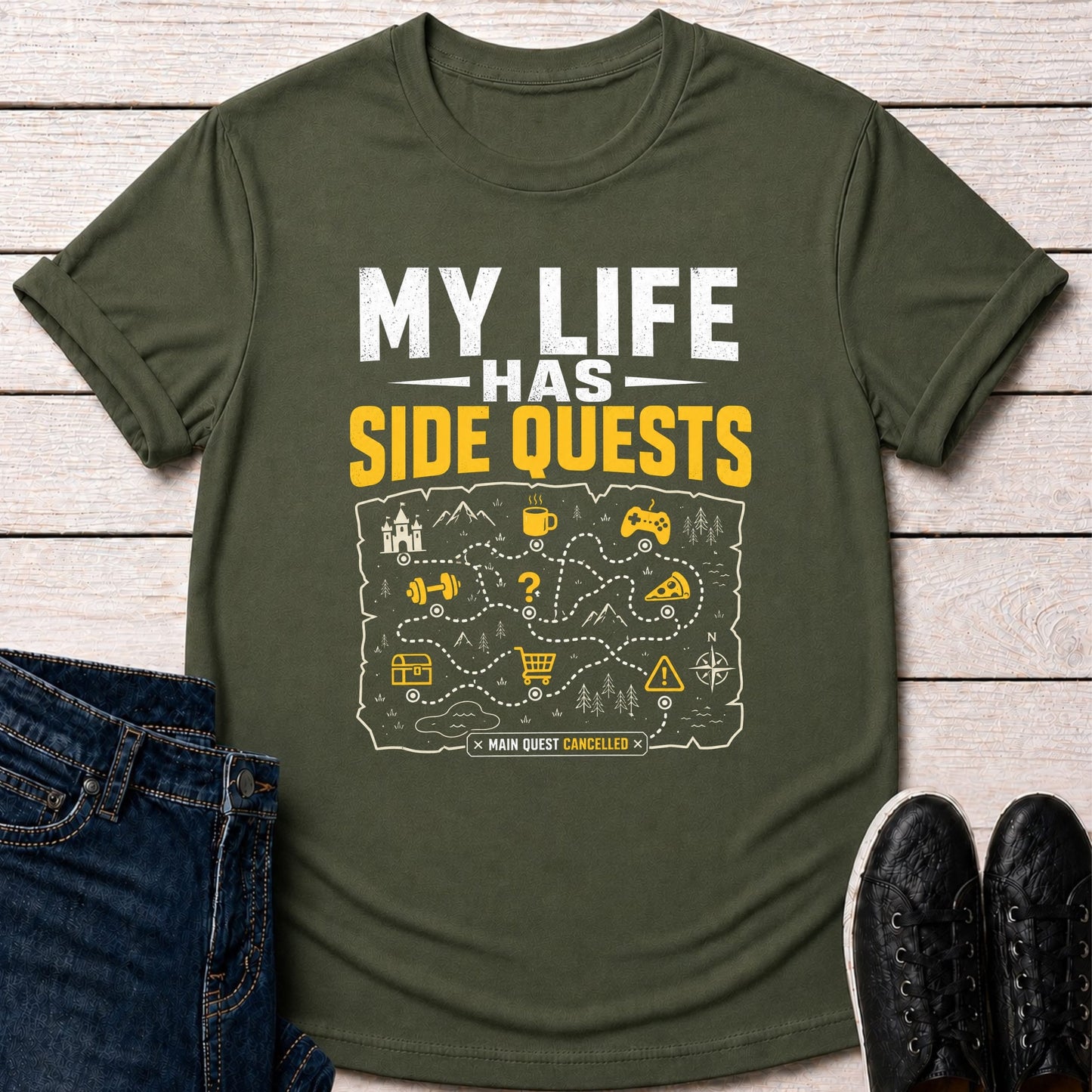 T-Shirt Military Green / S Side Quest Life T-shirt