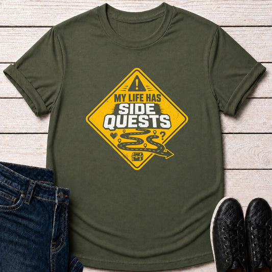 T-Shirt Military Green / S Side Quest Warning T-shirt