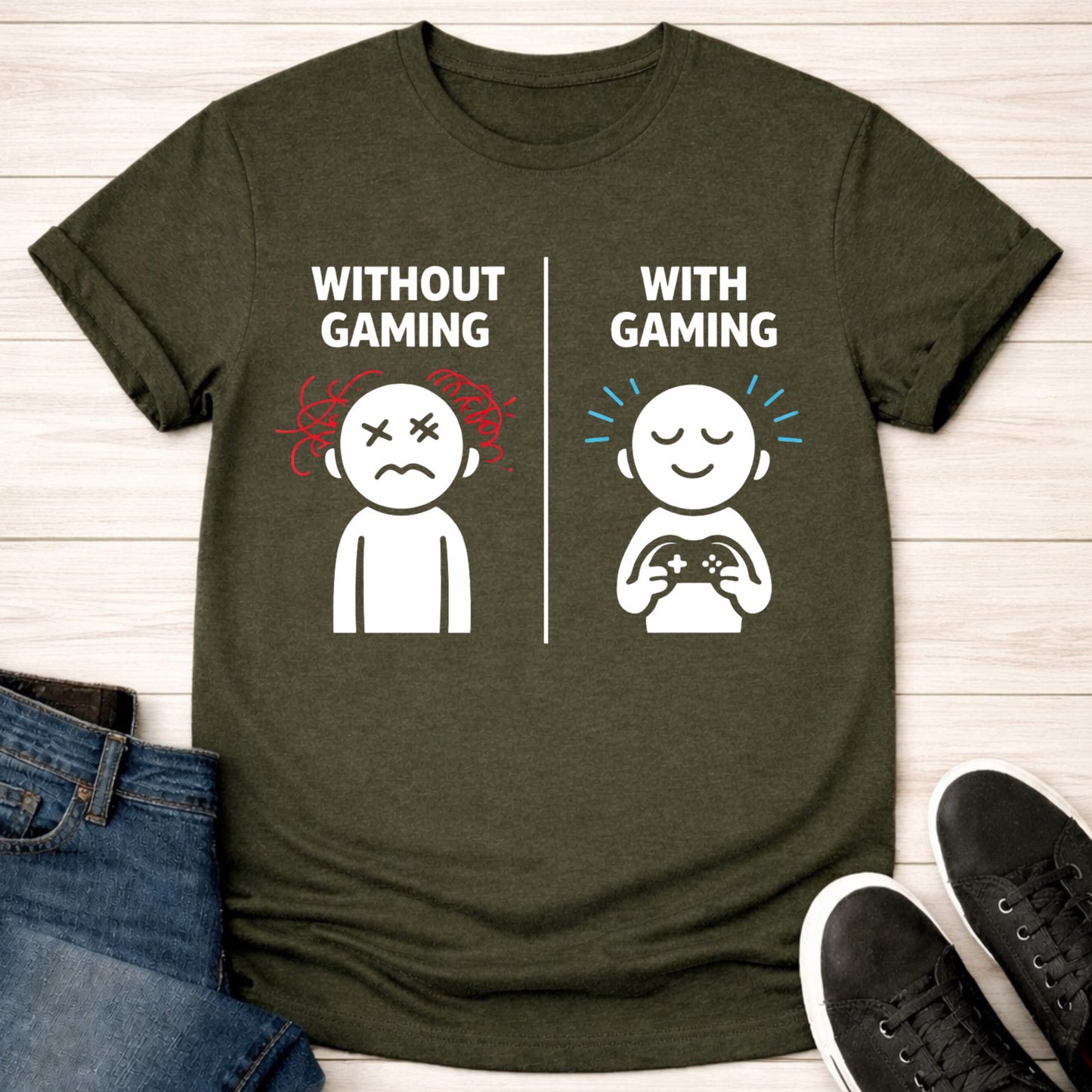 T-Shirt Military Green / S With Gaming Mood T-shirt