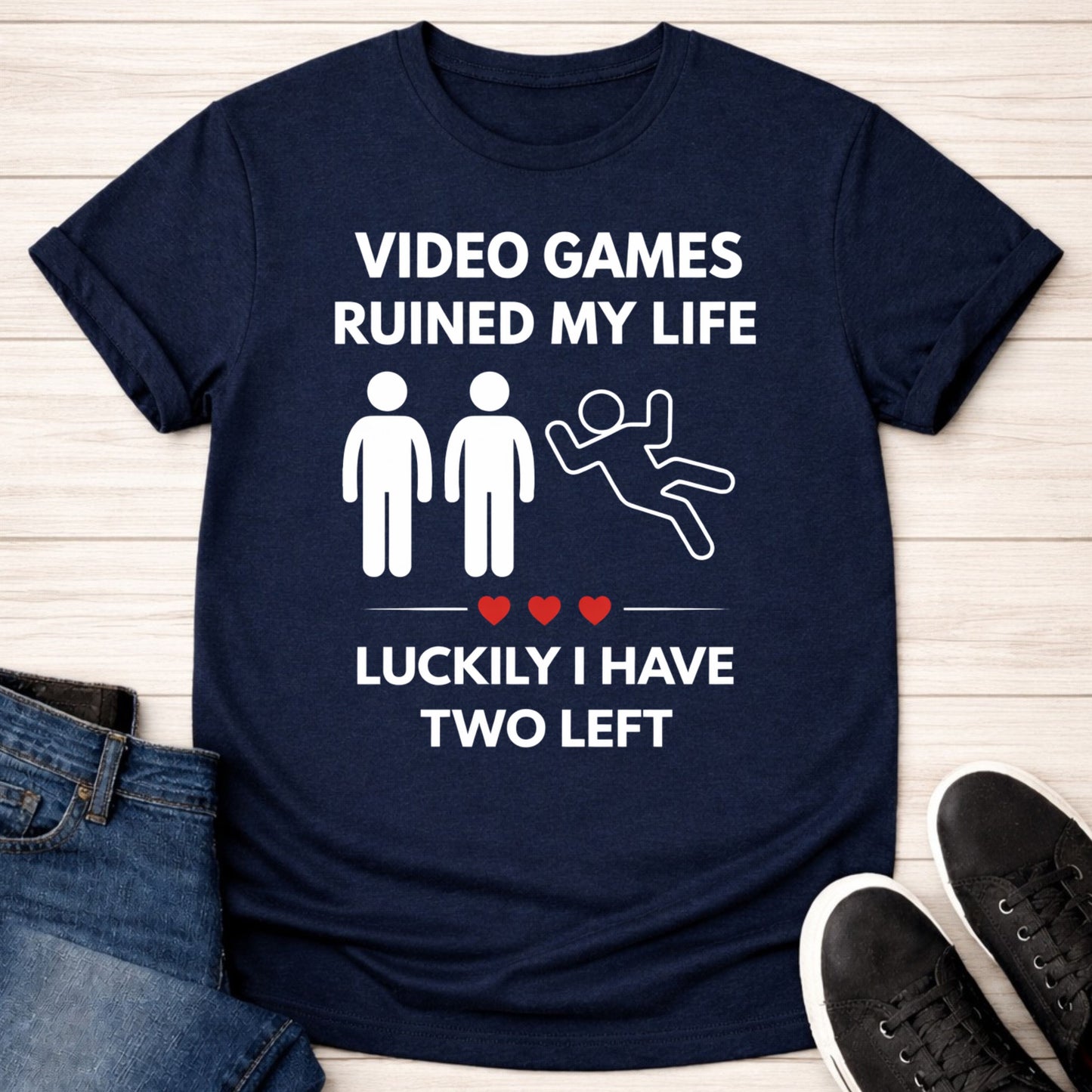 T-Shirt Navy / S 2 Lives Left T-shirt