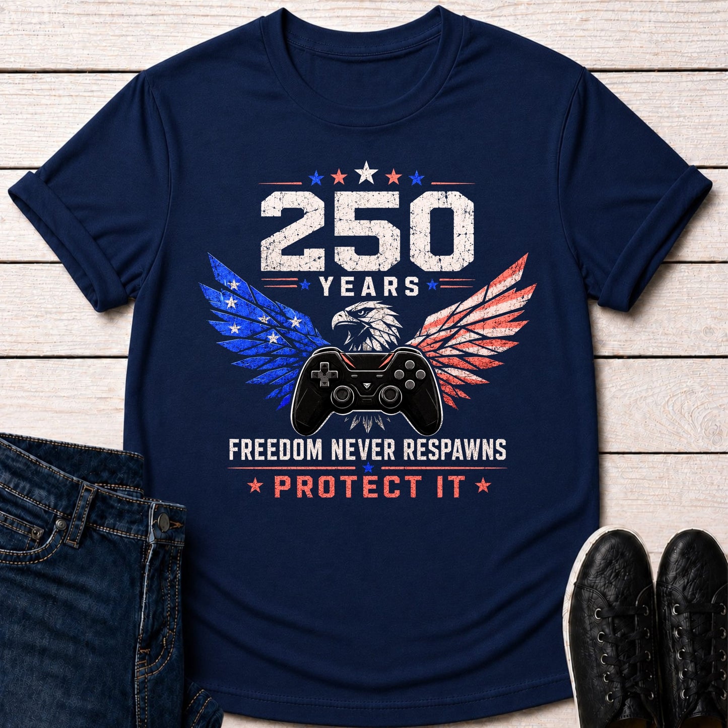 T-Shirt Navy / S Freedom Never Respawns T-shirt
