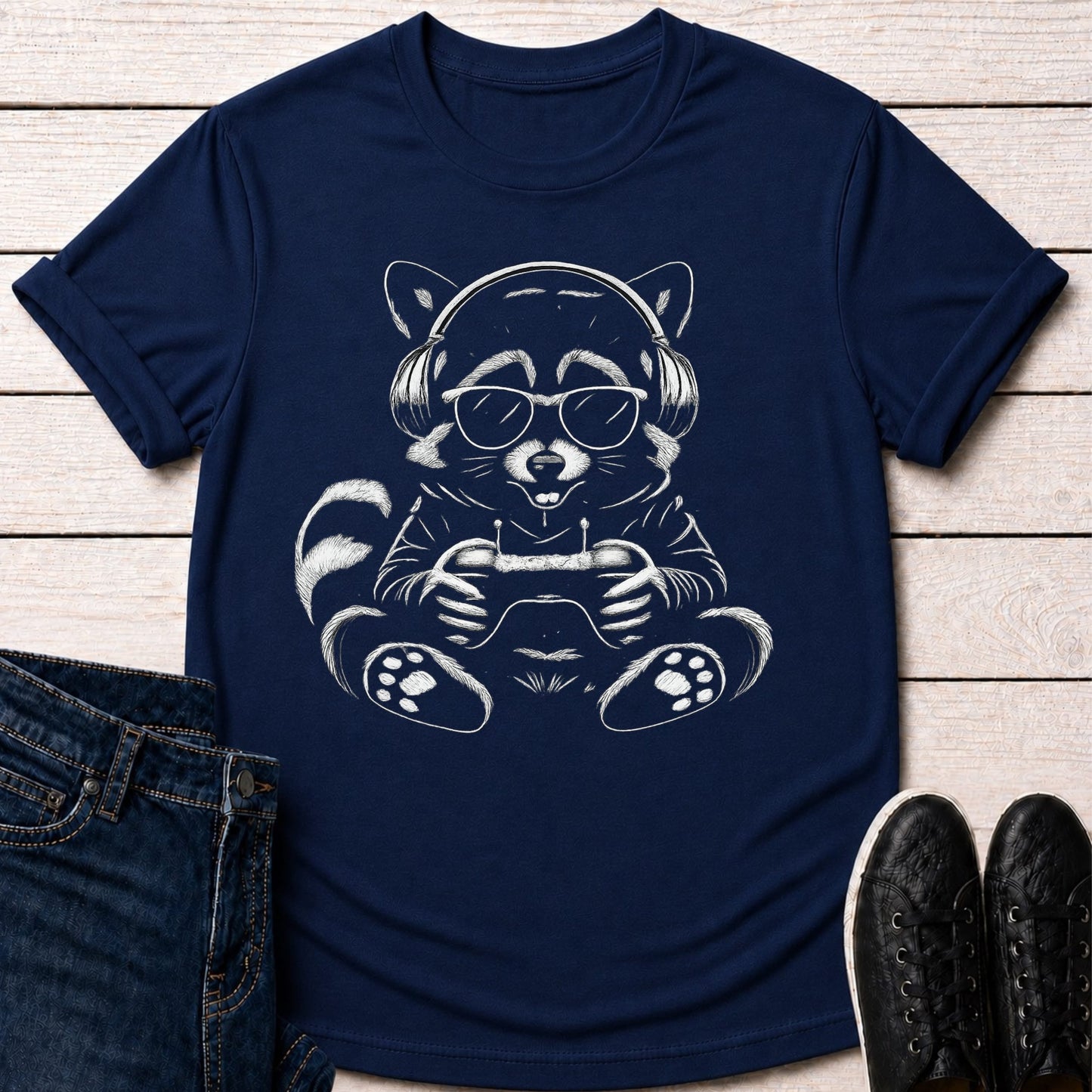 T-Shirt Navy / S Gaming Raccoon T-shirt