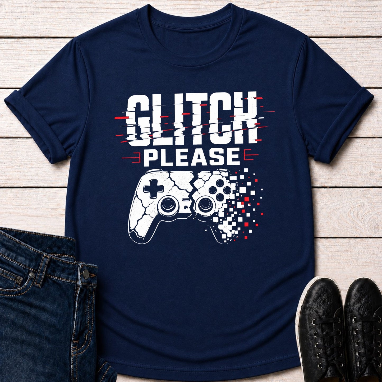 T-Shirt Navy / S Glitch Please T-shirt