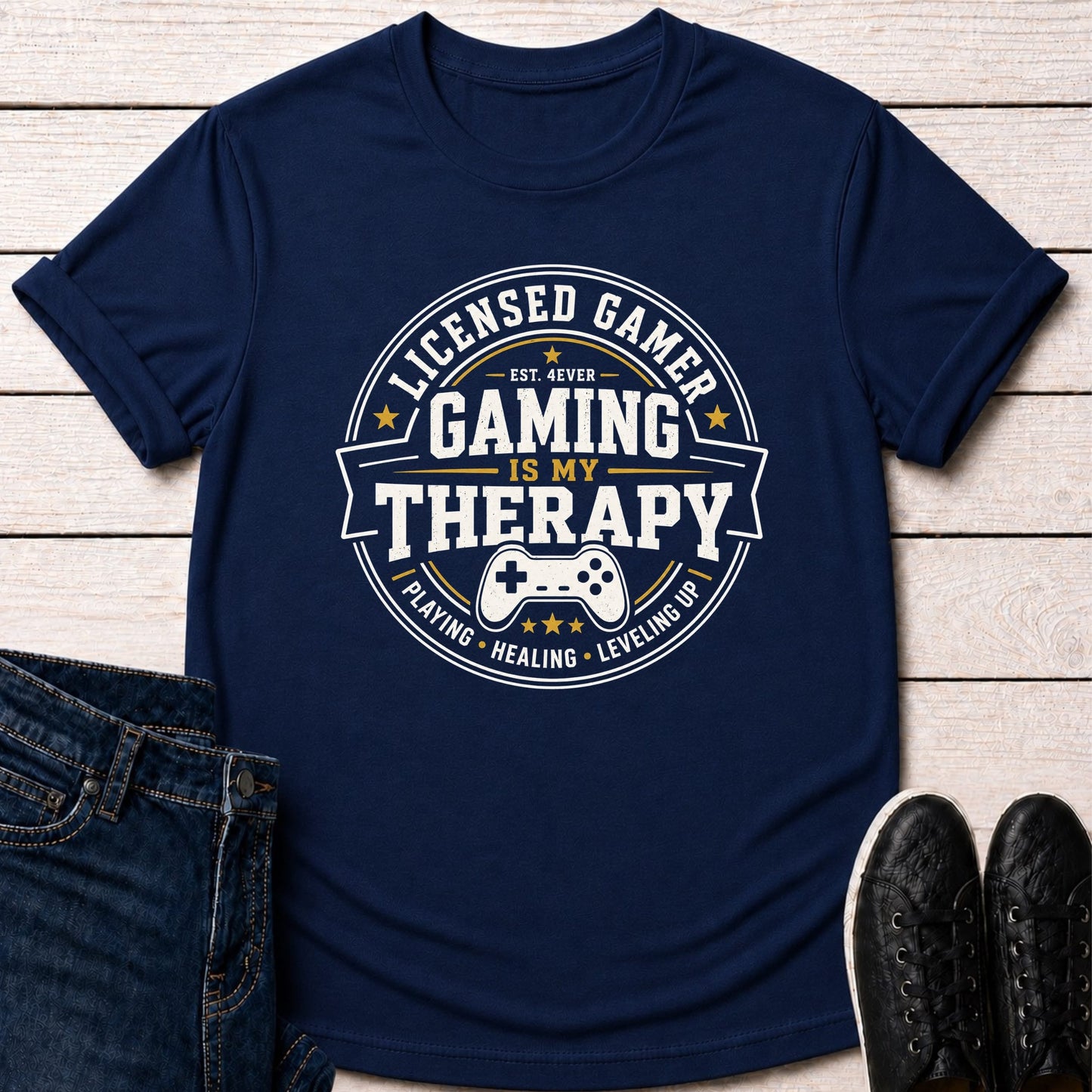 T-Shirt Navy / S Licensed Gamer Therapy T-shirt