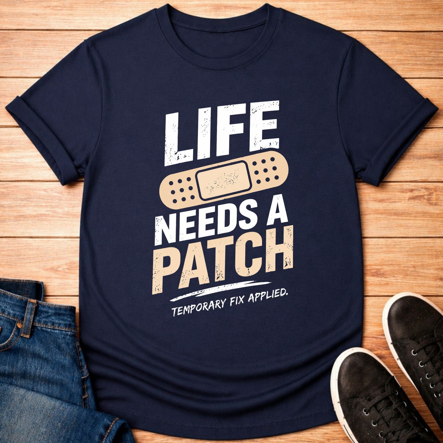 T-Shirt Navy / S Life Needs Patch A T-shirt