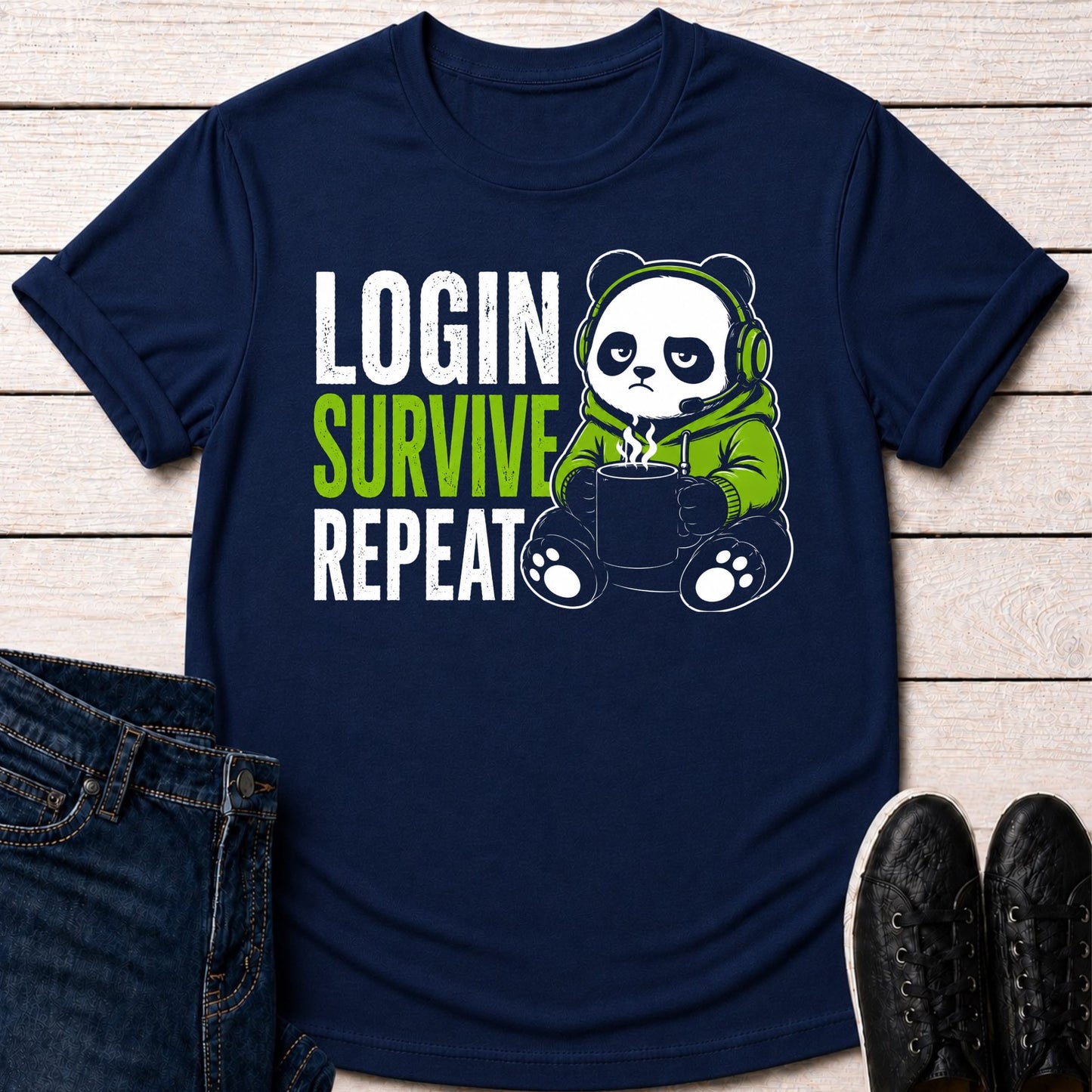 T-Shirt Navy / S Login Survive Repeat T-shirt
