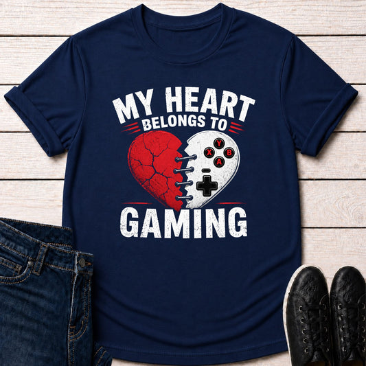 T-Shirt Navy / S My Heart Belongs To Gaming T-shirt