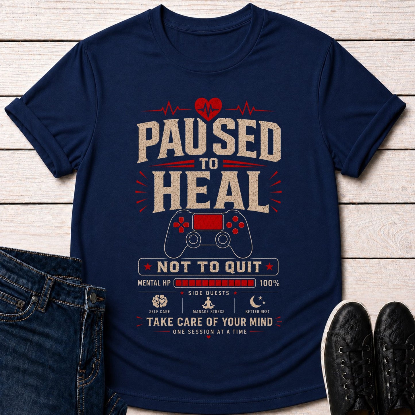 T-Shirt Navy / S Paused to Heal T-Shirt
