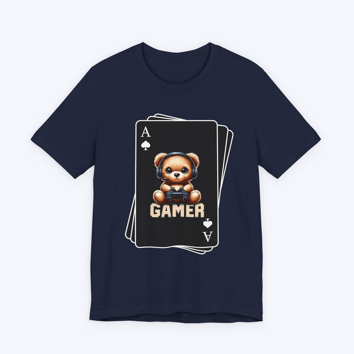 T-Shirt Navy / S Poker Face - Bear Gaming Cards T-shirt