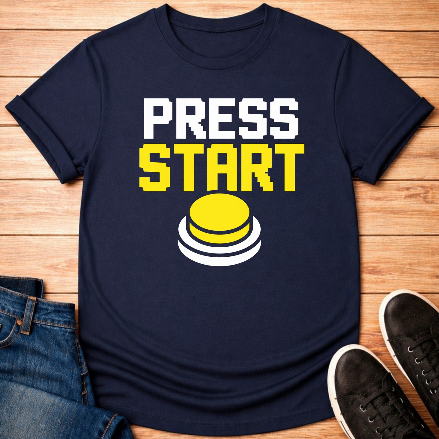T-Shirt Navy / S Press Start Button T-shirt