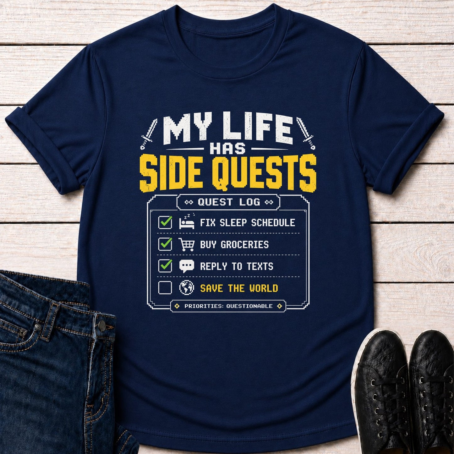 T-Shirt Navy / S Quest Log Humor T-shirt