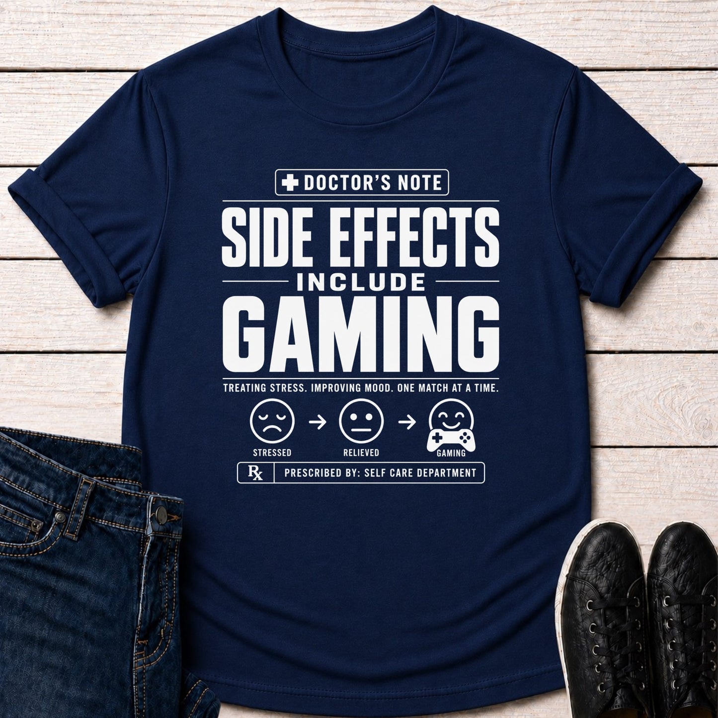 T-Shirt Navy / S Side Effects Include Gaming T-shirt