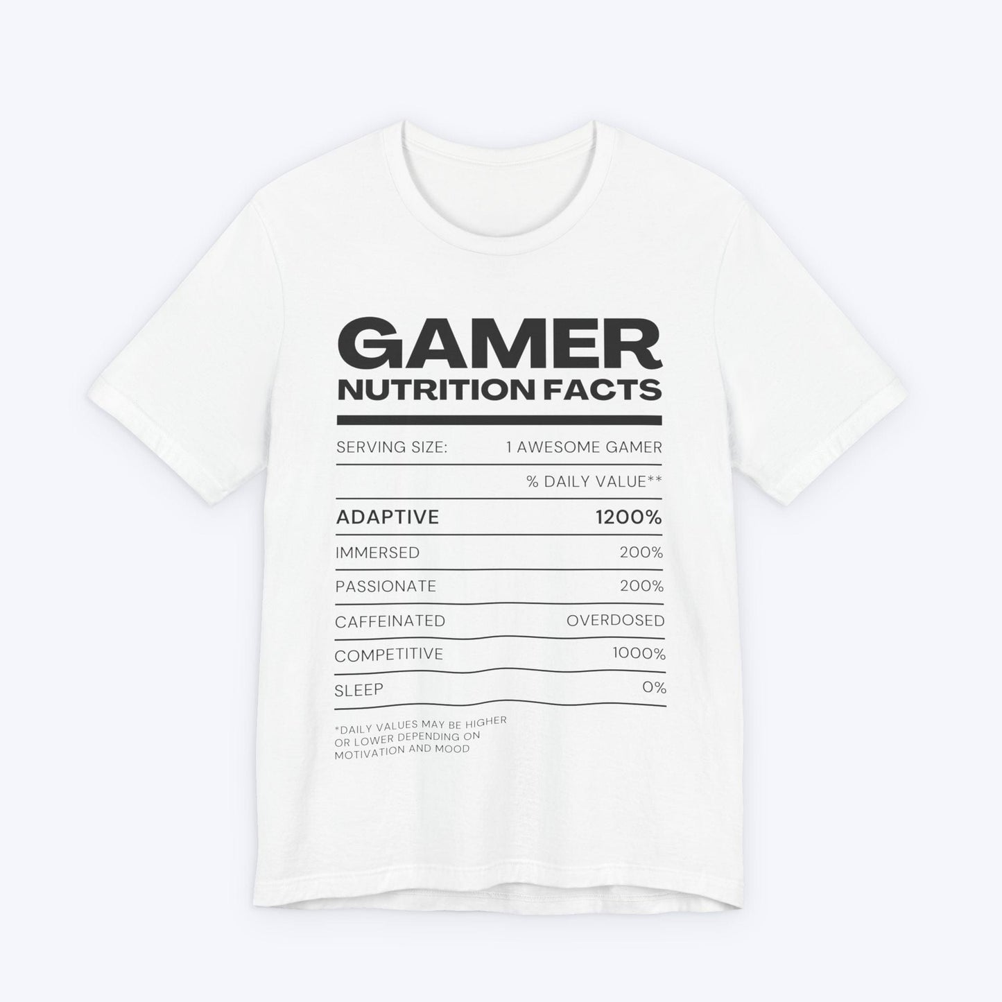 T-Shirt White / S Gamer Nutrition Facts T-shirt